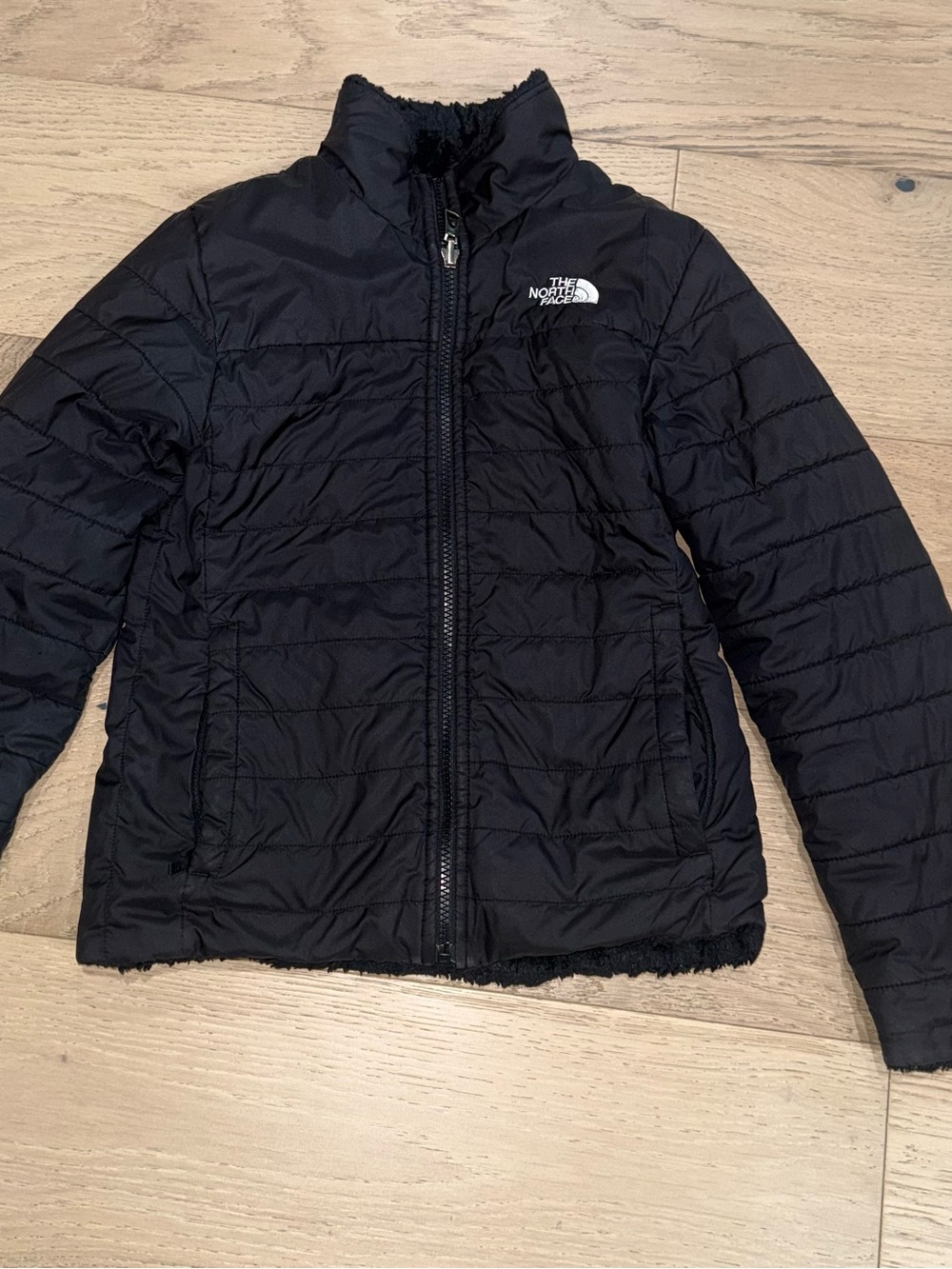 The North Face Girls Reversible Mossbud Swirl Jacket Black M 10/12